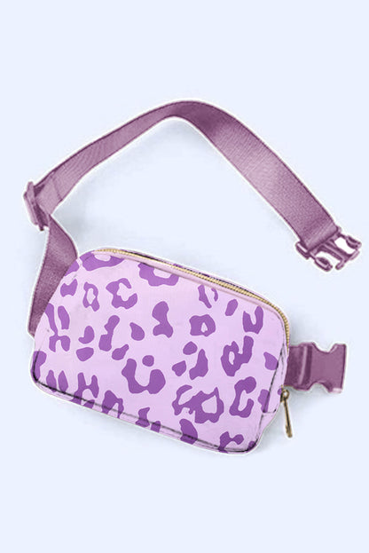 20*5*14cm Leopard Print Buckle Canvas Waist Pack Belt Bag