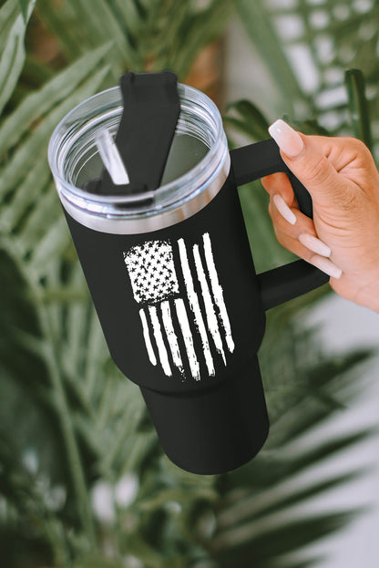 40oz American Flag Print Stainless Steel Tumbler Mug with Handle