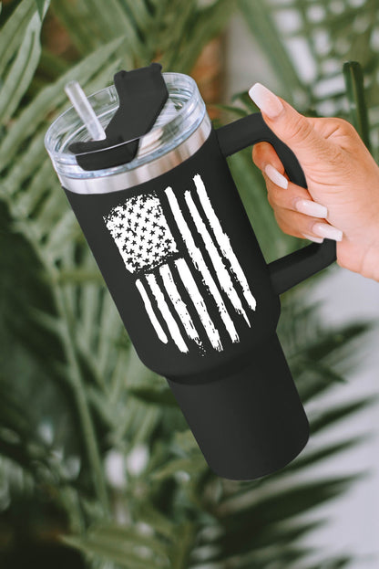 40oz American Flag Print Stainless Steel Tumbler Mug with Handle