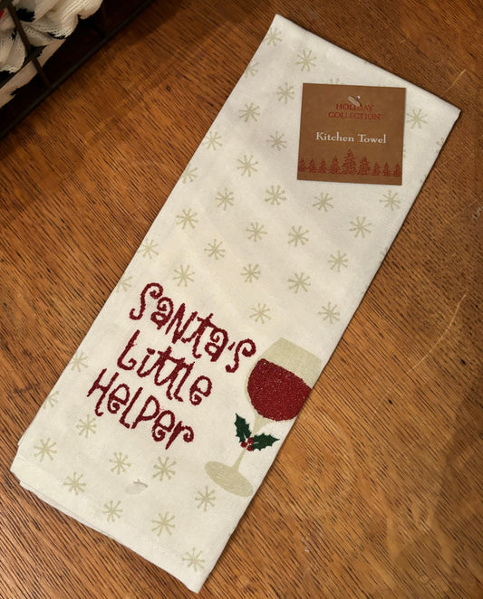 Santa's Little Helper Tea Towel