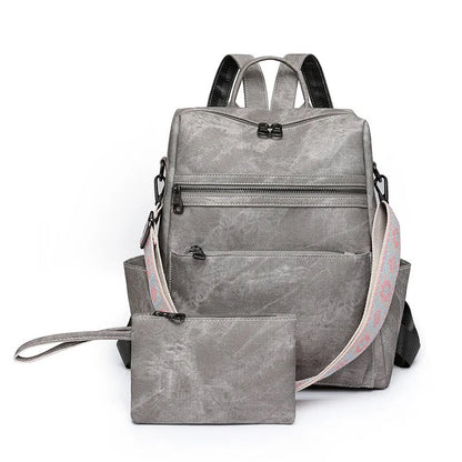 Denim Suede Brooke Backpack + Pouch