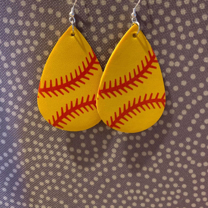 Faux Leather Earrings - Sports Shapes & Teardrops