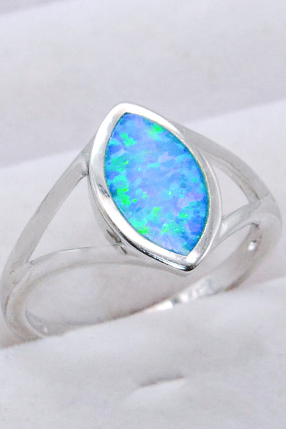 925 Sterling Silver Split Shank Opal Ring