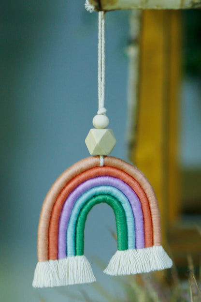 Rainbow Fringed Keychain