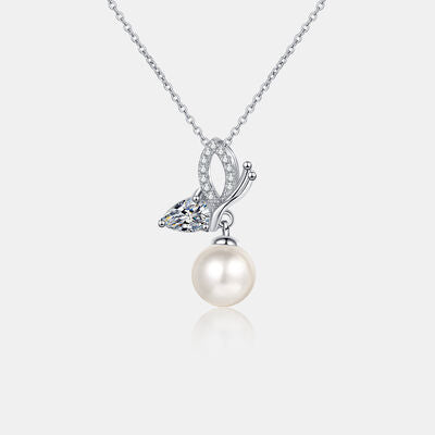 Natural Pearl Pendant Moissanite 925 Sterling Silver Necklace