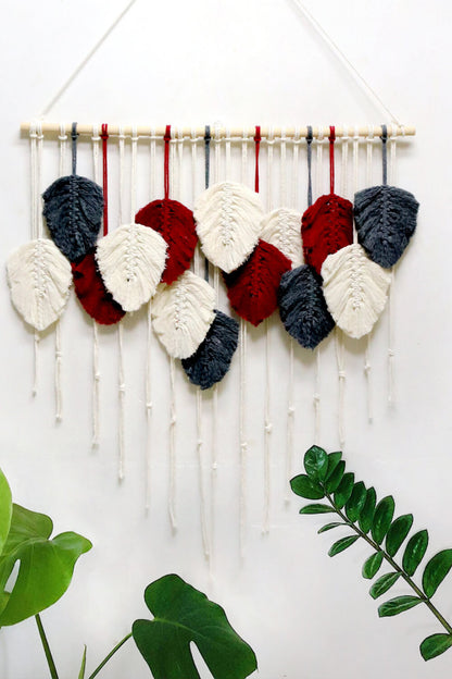 Hand-Woven Feather Macrame Wall Hanging