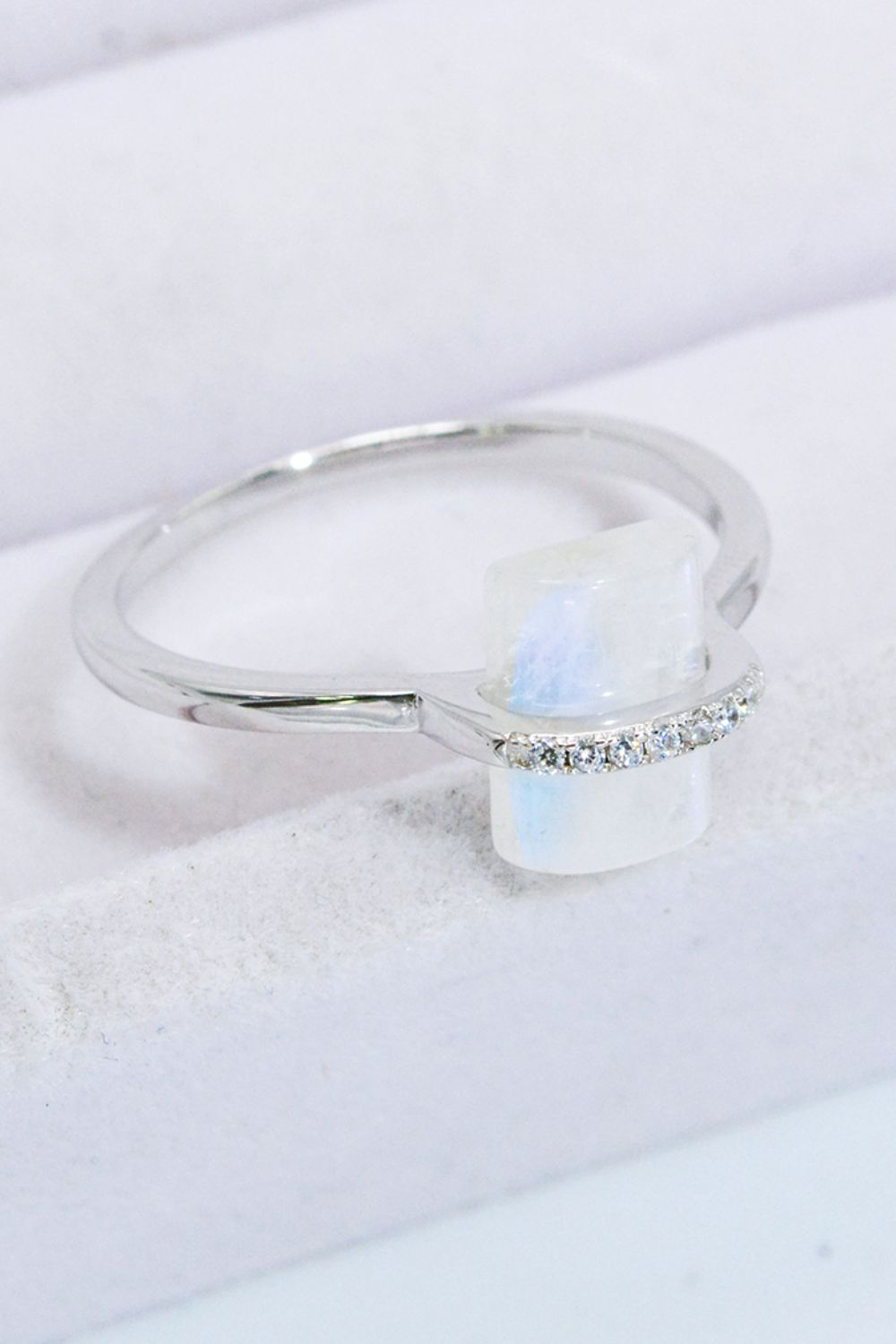 Natural Moonstone Platinum-Plated Ring