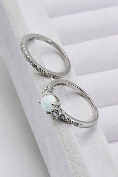 925 Sterling Silver Opal Split Shank Ring