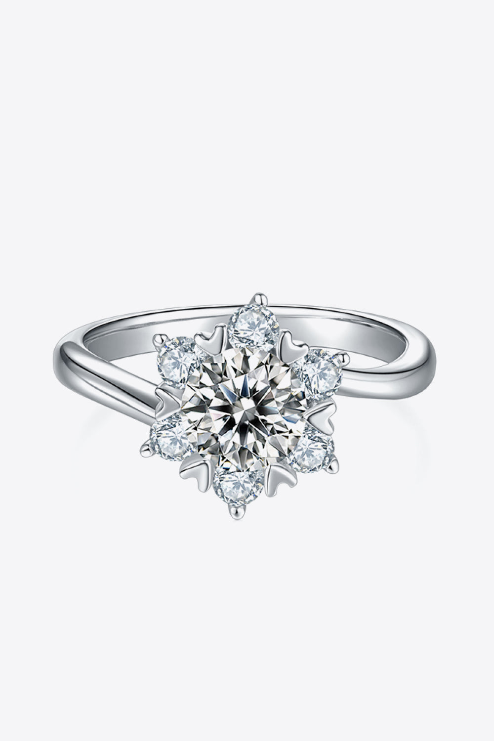 1 Carat Moissanite Sterling Silver Cluster Ring