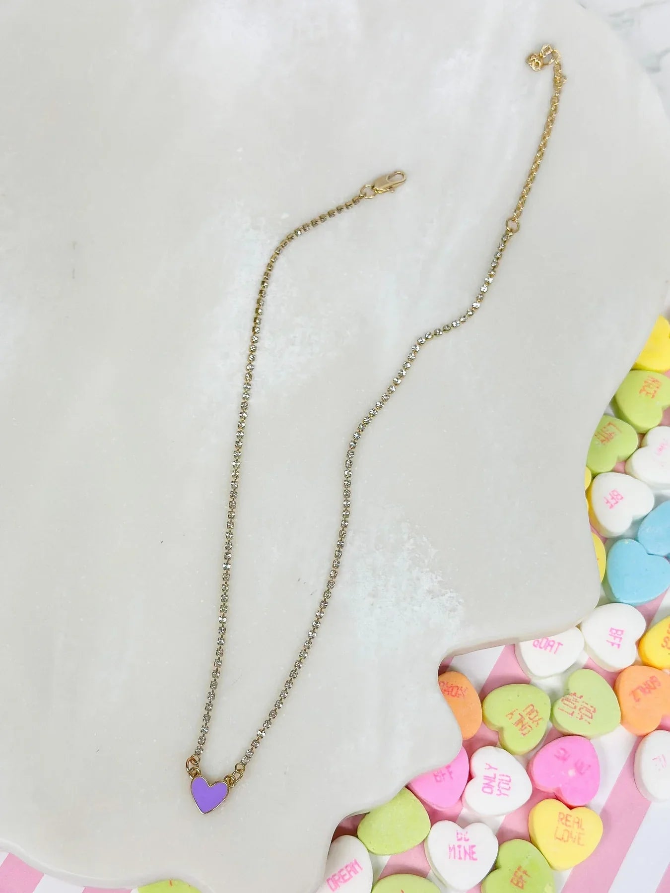 PREORDER: Glitzy Chain Heart Necklaces in Assorted Colors