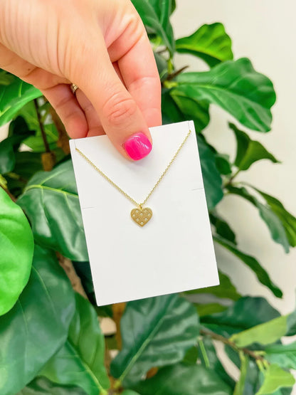 PREORDER: Crystal-Studded Gold-Dipped Heart Pendant Necklace