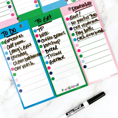 Peek at the Week® | Weekly Planner Pad | Checklists, Priorities, Dry Erase Backer - Denise Albright® 