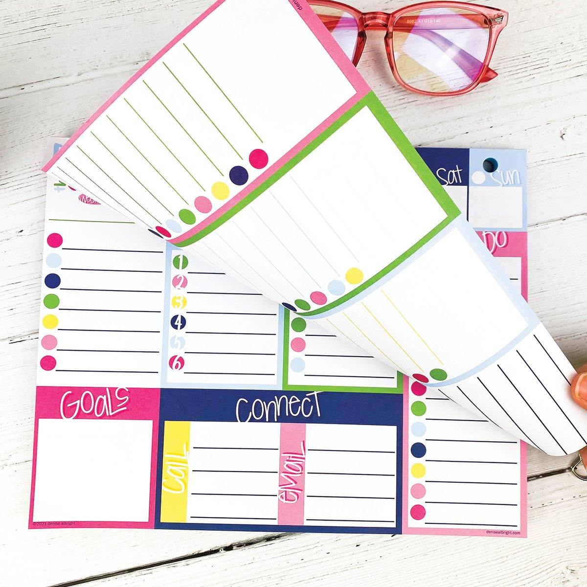 Peek at the Week® | Weekly Planner Pad | Checklists, Priorities, Dry Erase Backer - Denise Albright® 