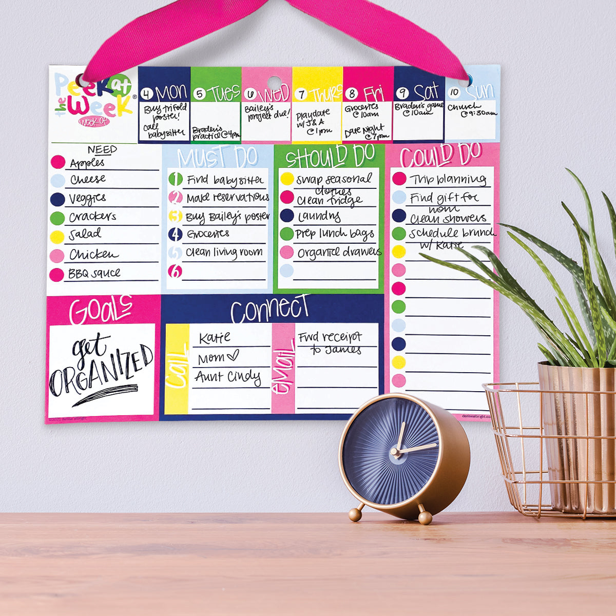 Peek at the Week® | Weekly Planner Pad | Checklists, Priorities, Dry Erase Backer - Denise Albright® 