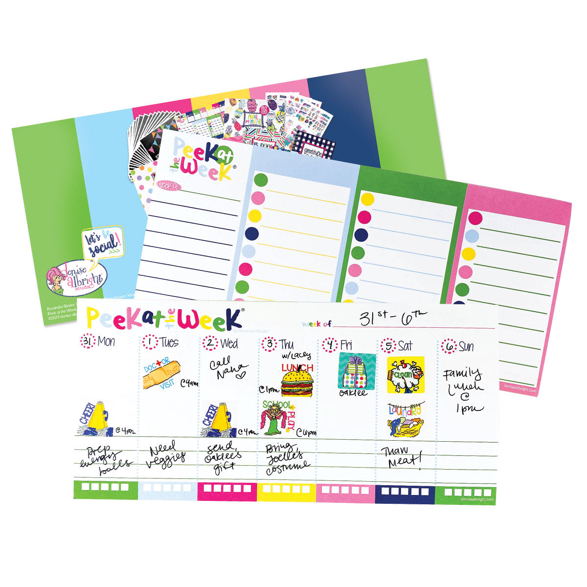 Mini Peek at the Week® | Weekly Planner Pad | Checklists, Priorities, Dry Erase Backer - Denise Albright® 