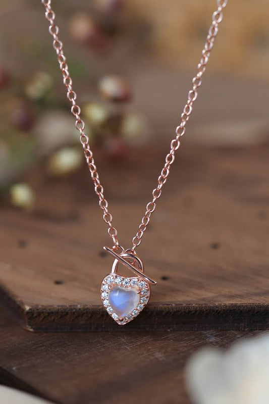 Moonstone Heart Lock  Necklace