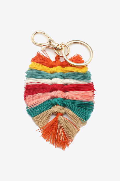 Assorted 4-Pack Leaf Shape Fringe Keychain