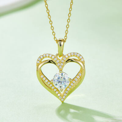 1.2 Carat Moissanite 925 Sterling Sliver Heart Necklace