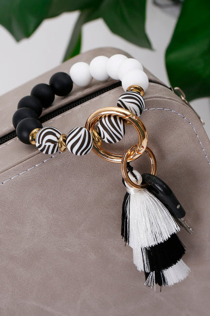 Beaded Keychain with Layered Tassel