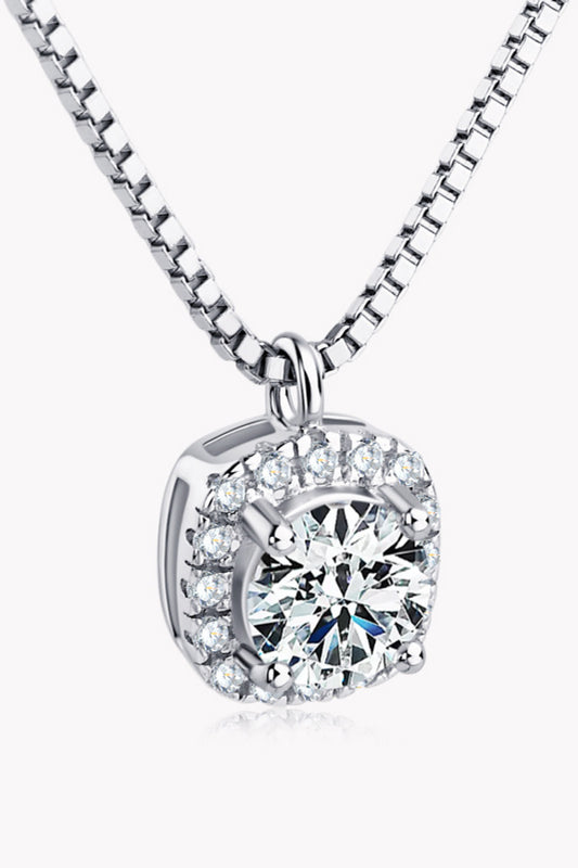 Moissanite Pendant Platinum-Plated Necklace