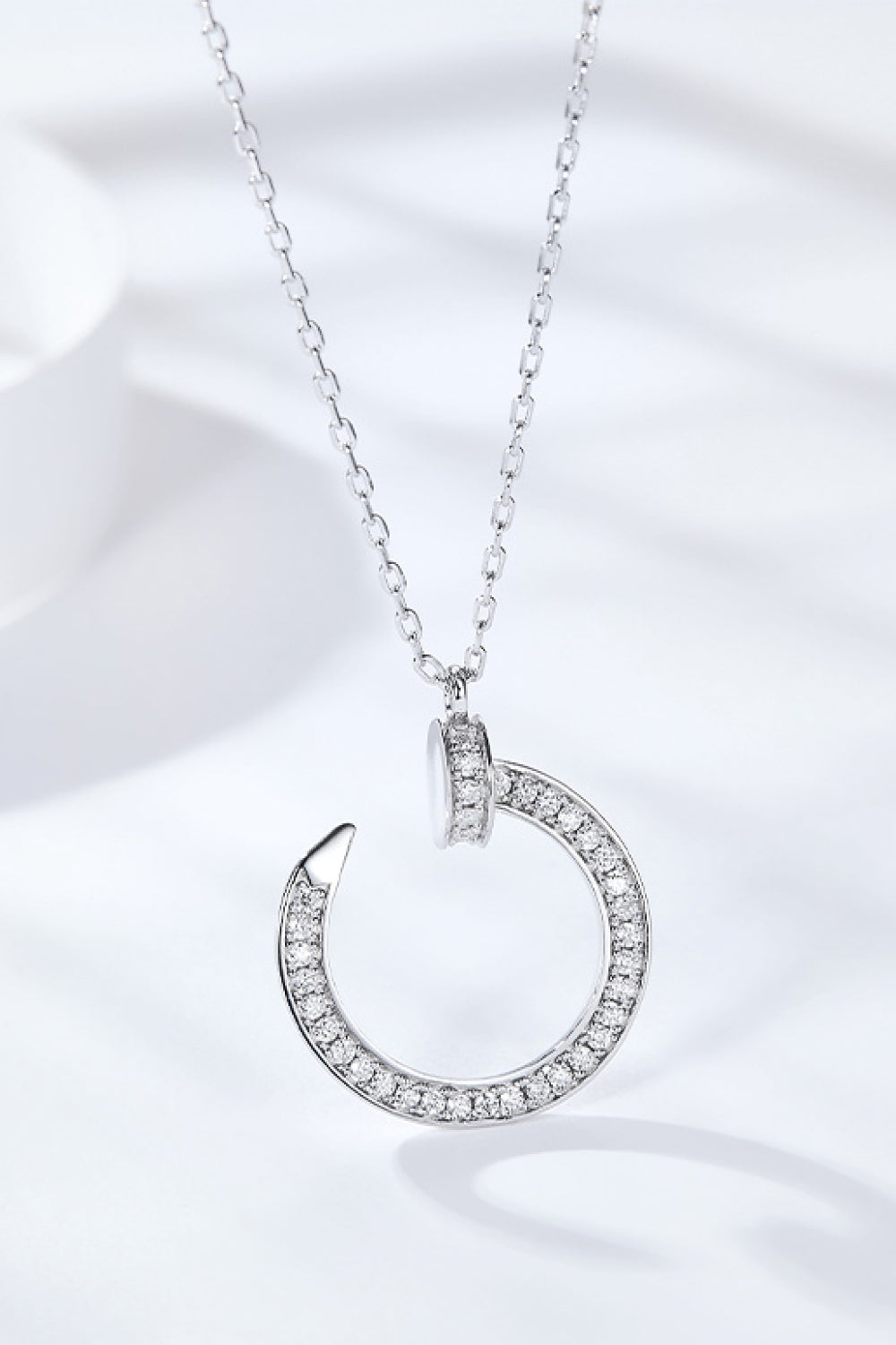 1 Carat Moissanite Open Ring Pendant Necklace