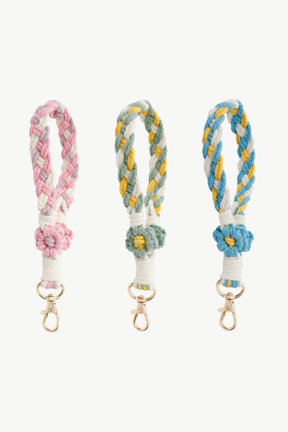 Floral Braided Wristlet Key Chain